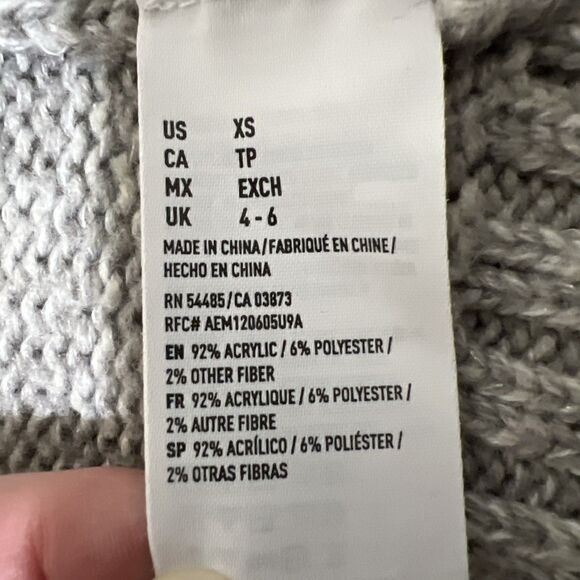 American Eagle Fair Isles Gray Print  Open front Cardigan Sweater Duster Women - Picture 9 of 12